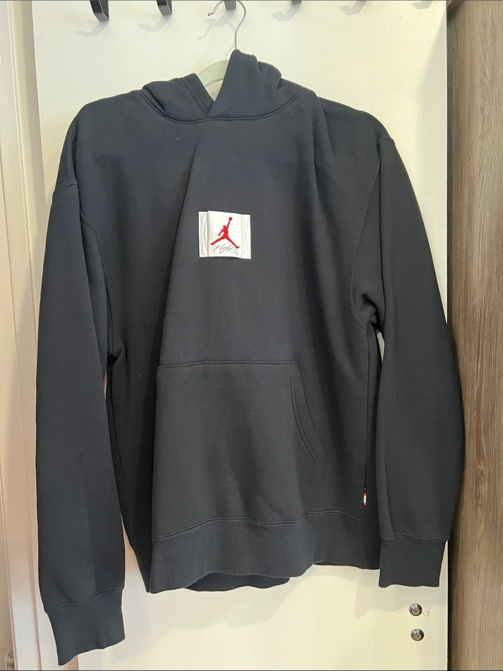Jordan Black Pullover Hoodie with Red Jumpman Patch